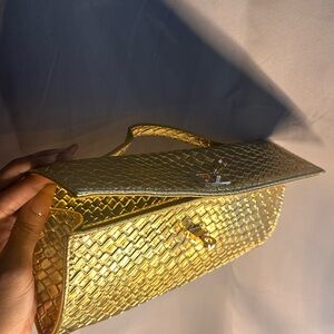 Elegant Gold Woven Handbag